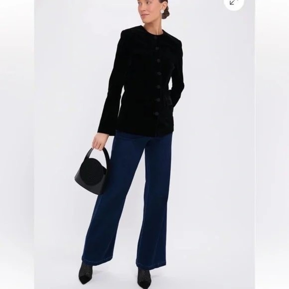 Pomander Place Black Velvet Button Front Collarless Jacket Tuckernuck Size M